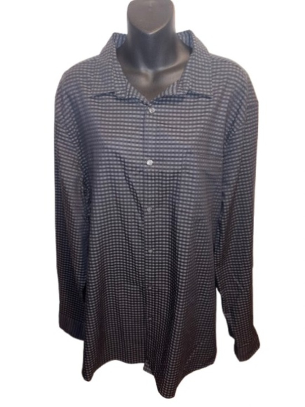 Marc Anthony Slim Fit Black & Gray Check Button Down Shirt size XXL